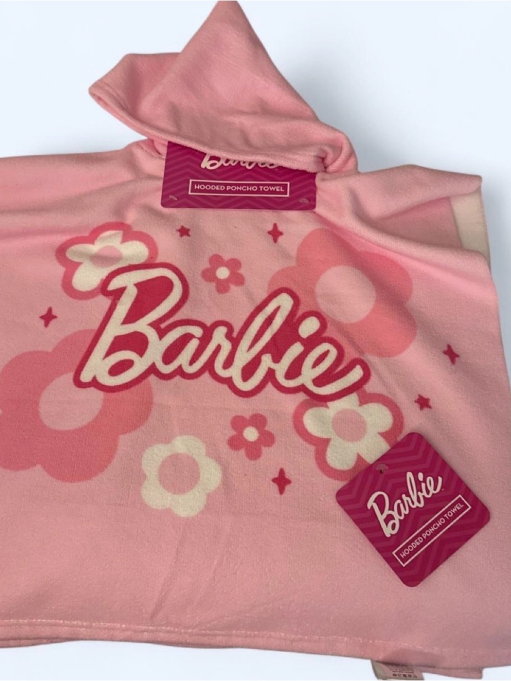 Barbie Pink Floral Hooded Poncho Towel